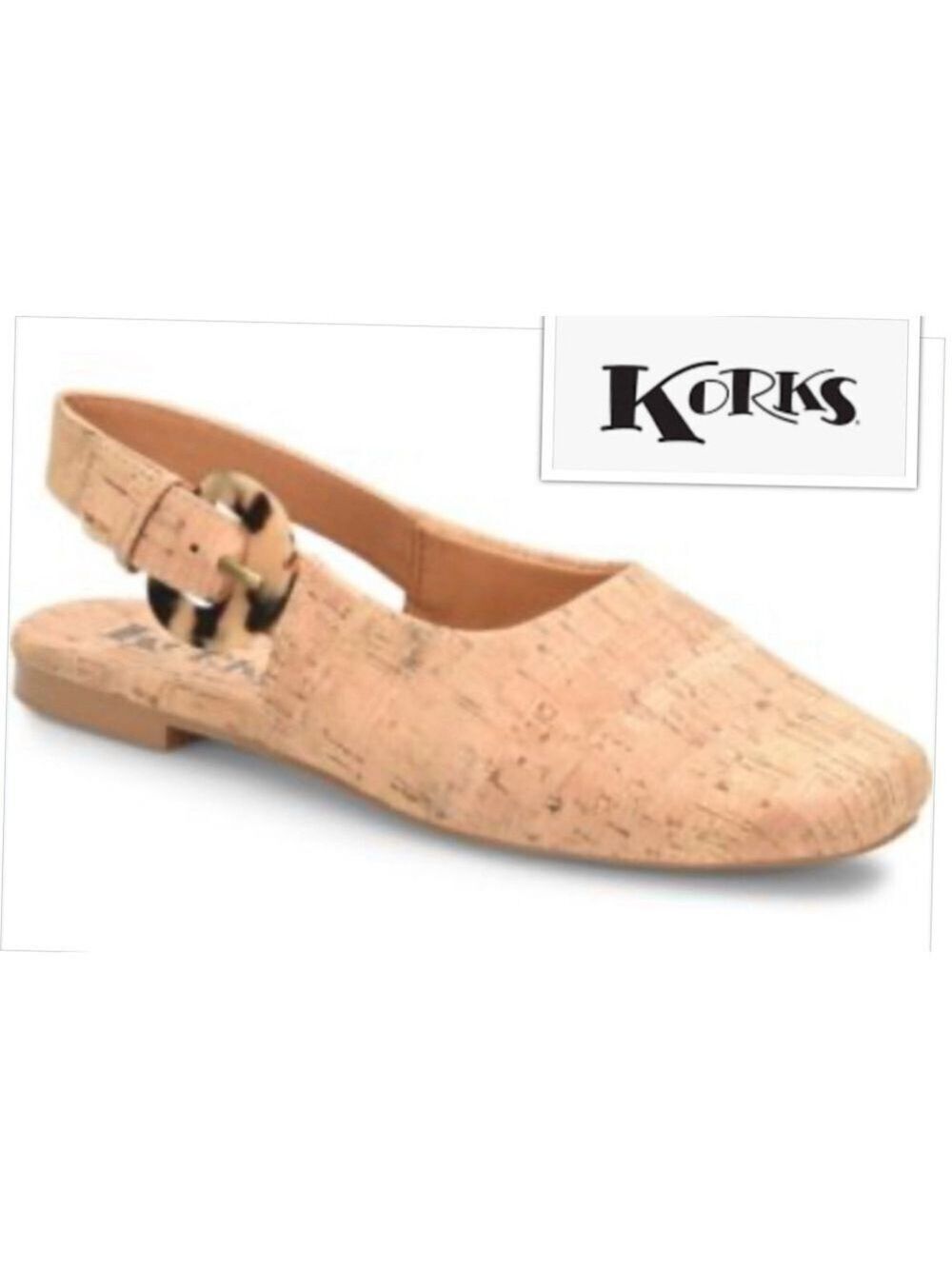 NEW KORKS Boho Western Women's 8.5 Natural Cork Comfort Slingback Flats nwot